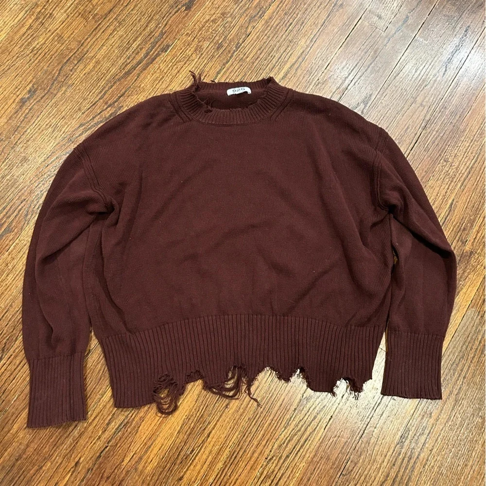 525 America Maroon Distressed Sweater